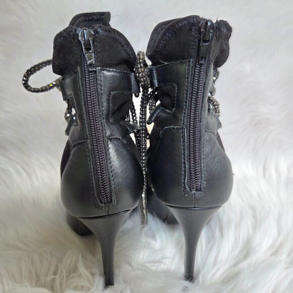 STEVE MADDEN Seductive Strappy Rhinestone Lace-Up Dress Leather Booties Size 7 - Picture 12 of 16